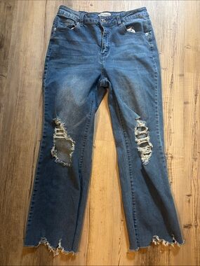 Distressed Denim Capris